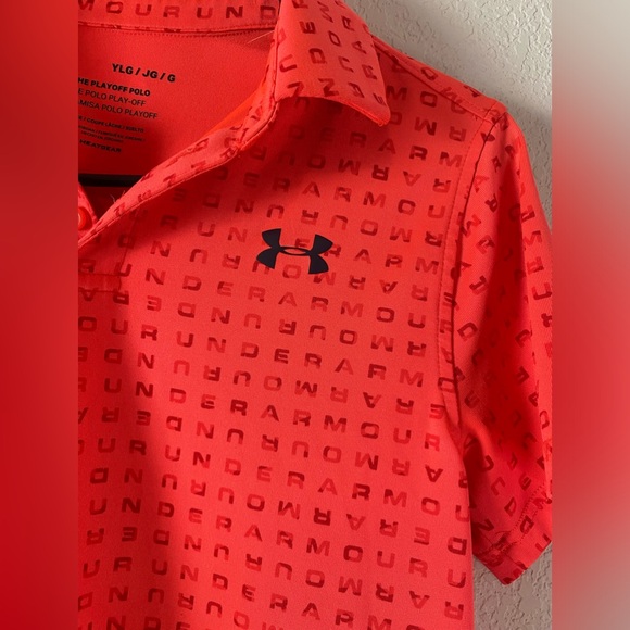 Under Armour The Playoff Polo Loose Fit Neon Orange Youth L - Picture 2 of 6